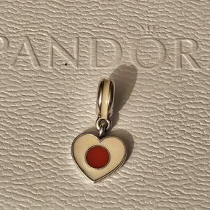 Authentic retired Pandora Japan heart flag charm, sterling silver